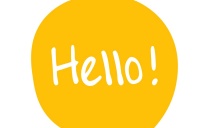 quote bubble with "hello" in it. 
