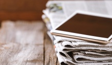 stack of newspapers.