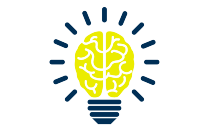 Graphic of brain in a lightbulb. 