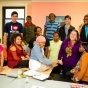 McKenzie Mattison with high school students. 