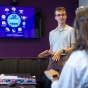 Brendan Quigley presenting during his field placement at the Alzheimer's Association of WNY. 