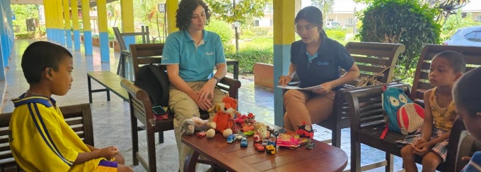 Katherine Wilkins in a Thailand classroom. 
