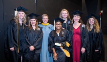 Zoom image: group of students with clinical professor denise krause.