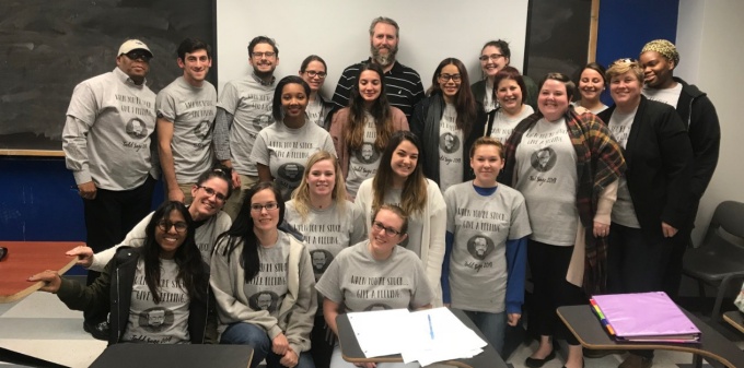 group of students in classroom.