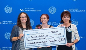 Maureen Wopperer posed with colleagues and check for Youth Task Force for $2,240. 