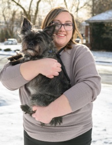 Alyssa Pepe holding her dog Lola. 