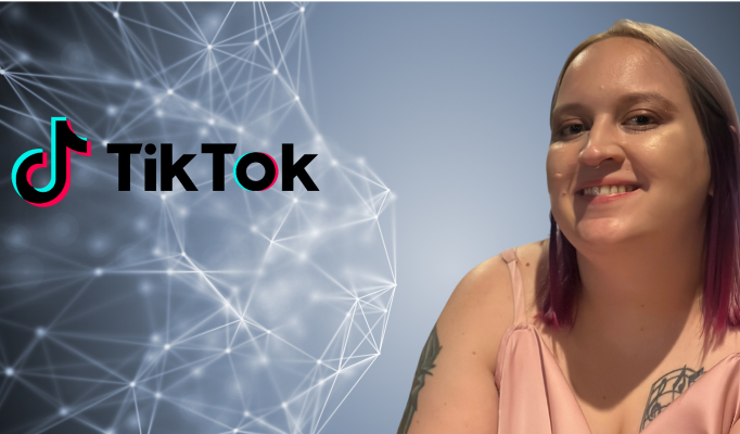 Justine O'Brien with TikTok logo. 