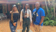 Three students at lodging in Costa Rica. 
