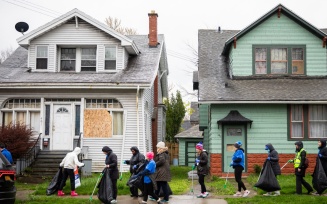 Zoom image: Volunteers filled countless bags as they collected trash along Jefferson Avenue and Best Street. 