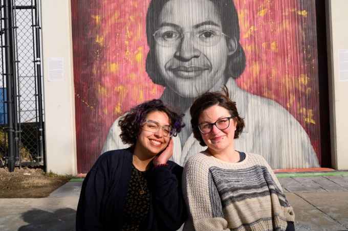 Tory Medley and Iris Marrano at Freedom Wall in Buffalo.