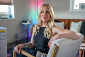 Jenna Witkowski seated in her office.