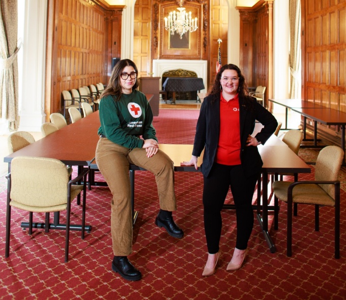 Liz Hall and Julianna Stella at the Red Cross’s Western New York Chapter headquarters. 