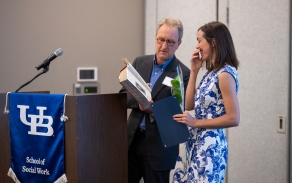Peter Sobota with Cate Bearss at student awards event.