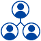 Icon depicting supervisor of two staff. 